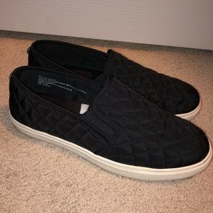Black Quilted Slip-Ons